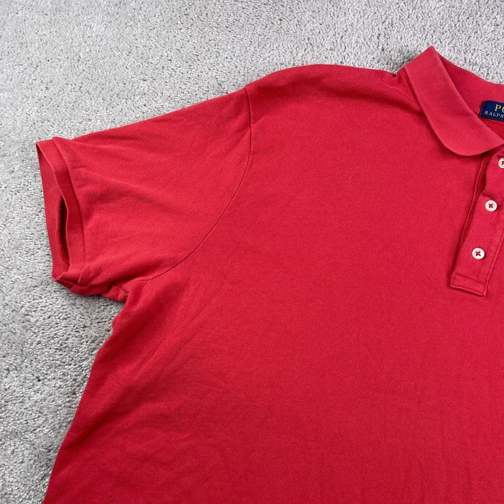 Polo Ralph Lauren Polo Shirt Mens 2XL XXL Red Jersey Knit‎ Blue Pony Preppy